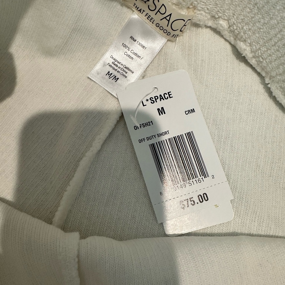 L*Space Off Duty White High Waist Shorts Textured Comfort - Picture 6 of 7